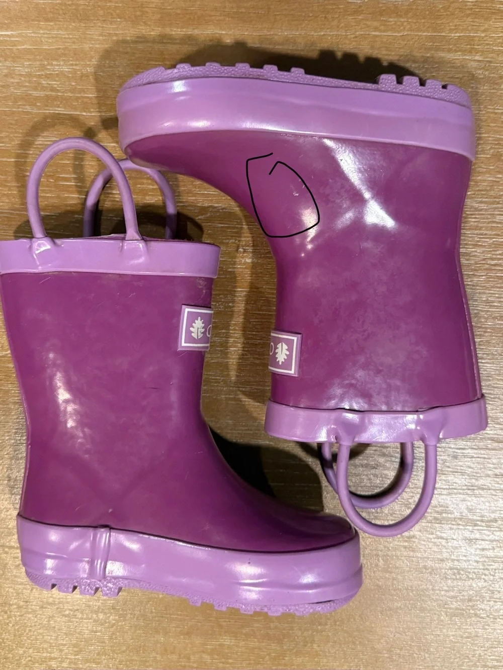Oaki Kids Rain Boots Purple OrchidWaterproof Easy-On Handles 2 Tone Purple Sz 5